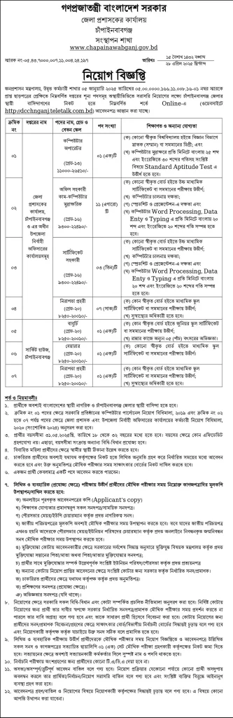 Appointments in all District Commissioner's offices Job Circular 2025 9 chapainawabganj dc office job circular 2025 1
