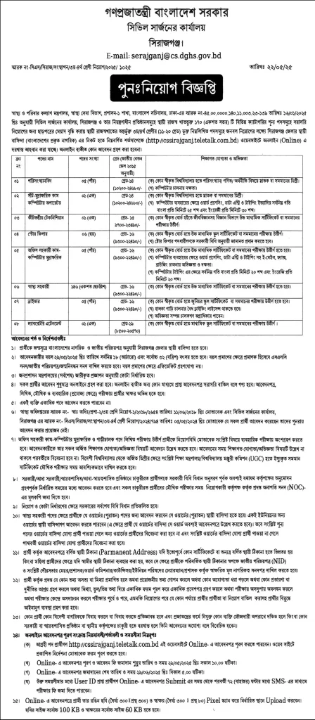 Civil Surgeon Office Sirajganj job circular 2025 9 sirajganj cs job circular 2025 1