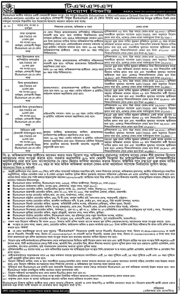 টিএমএসএস জব সার্কুলার ২০২৫ (২,৯০০ পদ) www.tmss-bd.org 3 tmss ngo job circular 2025