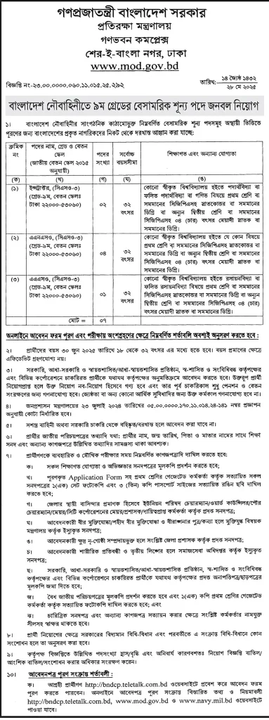 Navy Civil Job Circular 2025-Join Navy Civilian 2 mod job circular 2025 1